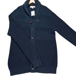 1901 Nordstrom Sweater Men XL Navy Blue Long Sleeve Knitted Cardigan Peacoat NEW